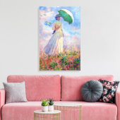 Toile Claude Monet - Femme avec un parasol face à droite (Insitu(Salon))