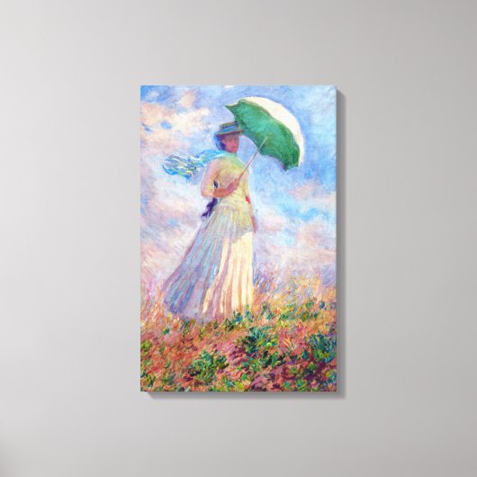 Toile Claude Monet - Femme avec un parasol face à droite (Recto)