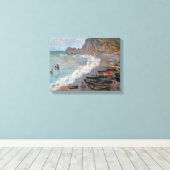Toile Claude Monet - La Plage à Etretat (Insitu (Plancher de Bois))