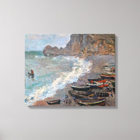 Toile Claude Monet - La plage d'Etretat (Recto)