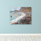 Toile Claude Monet - La plage d'Etretat (Insitu (Plancher de Bois))