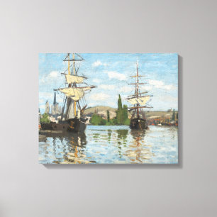 Toile Claude Monet Navires circulant sur la Seine à Ro