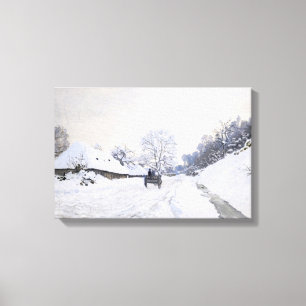 Toile Claude Monet - Panier sur la route des neiges à Ho