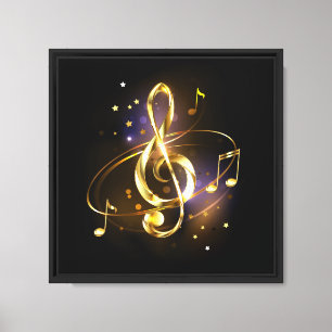 Toile Clé de Sol Musicale en Or