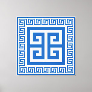 Toile Clé grecque Motif Bleu Et Blancs Imprimer
