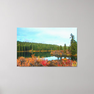 Toile Clear Lake Oregon Autumn Stretted Canvas Print