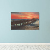 Toile Clearwater, Floride - Sunset View of Fishing Pie (Insitu (Plancher de Bois))