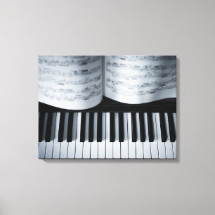 Toile Clés de piano et cahier de musique
