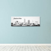 Toile Cleveland OH B&W Lake Skyline Canvas Imprimer (Insitu (Plancher de Bois))