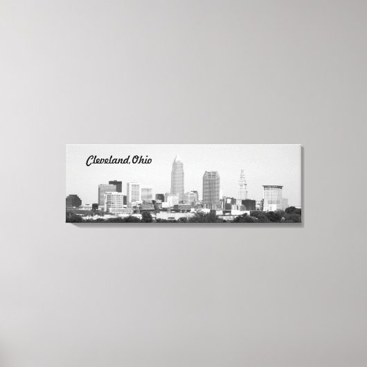 Toile Cleveland OH B&W Lake Skyline Canvas Imprimer (Recto)