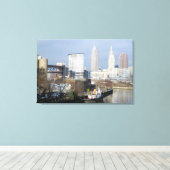 Toile Cleveland, Ohio (River View) noir et blanc (Insitu (Plancher de Bois))
