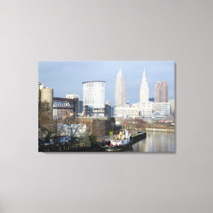 Toile Cleveland, Ohio (River View) noir et blanc