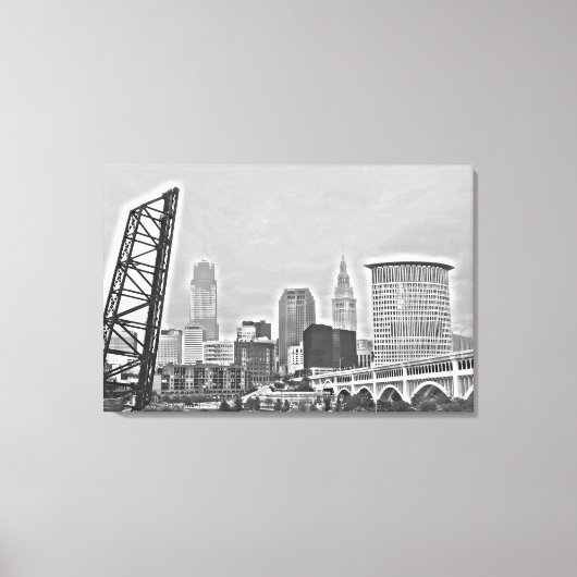 Toile Clic Cleveland River View Skyline (Recto)