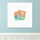 Toile Clipart de chat et de poisson (Insitu (Plancher de Bois))