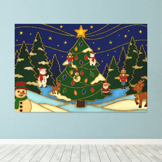 Toile Cloisonne Art Whimsical Forest Classic Christmas (Insitu (Plancher de Bois))