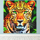 Toile Close-Up Jaguar Leopard Face with Green Eyes (Insitu (Plancher de Bois))