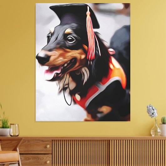 Toile Close Up Of Dachshund Dog Wearing Graduation Hat P (Insitu(Salon))