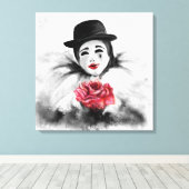 Toile Clown et Rose - Romantique Black White Peinture Ar (Insitu (Plancher de Bois))