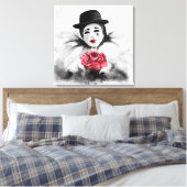Toile Clown et Rose - Romantique Black White Peinture Ar (Insitu(Chambre))