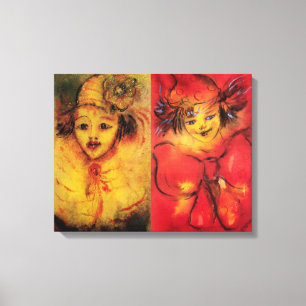 TOILE CLOWNS EN JAUNE ET ROUGE