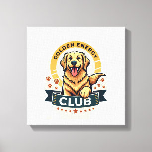 Toile Club Énergie Dorée Golden Retriever Chien Vintage