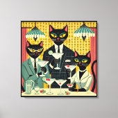 Toile Club Martini Cat Noir Futuriste Rétro (Recto)