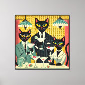 Toile Club Martini Cat Noir Futuriste Rétro (Recto)
