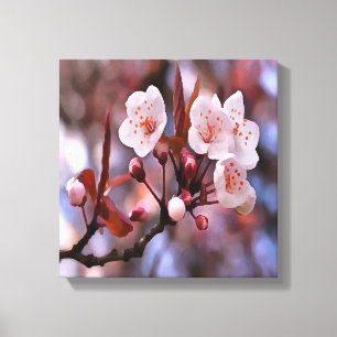 Toile Cluster de fleurs de cerisier avec un rose et un b