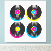 Toile CMYK pop art vinyle disques 80s style couleurs viv (Insitu (Plancher de Bois))