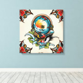 Toile Coastal Pelicans on Marina Pier Canvas Wall Art... (Insitu (Plancher de Bois))