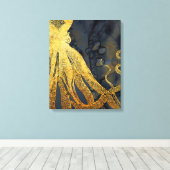 Toile Coastère Vintage Octopus Gold Black Blue Aquarelle (Insitu (Plancher de Bois))