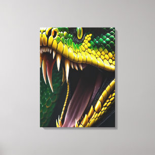 Toile Cobra serpent avec écailles vertes et jaunes vibra