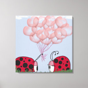 Toile Coccinelle adorable avec un joli bouquet de ballon