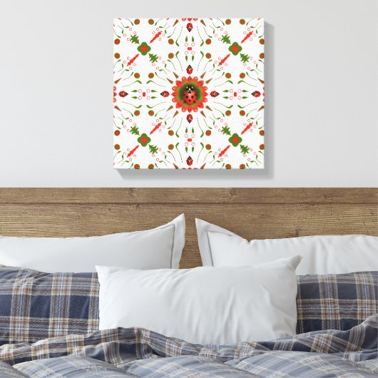 Toile Coccinelle de Noël Rouge, Vert et Blanc (Insitu(Chambre))