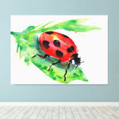 Toile Coccinelle sur une feuille verte (Insitu (Plancher de Bois))
