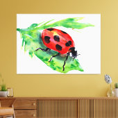 Toile Coccinelle sur une feuille verte (Insitu(Salon))