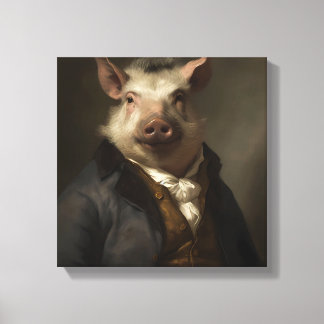 Toile Cochon en costume | Art animal | Animal en costume