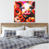 Toile Cochon impressionniste dans les fleurs de coquelic (Insitu(Chambre))
