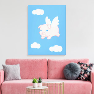 Toile Cochon volant - Cochon mignon avec ailes
