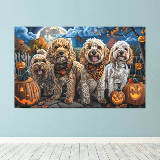Toile Cockapoo Halloween Éffrayant (Insitu (Plancher de Bois))