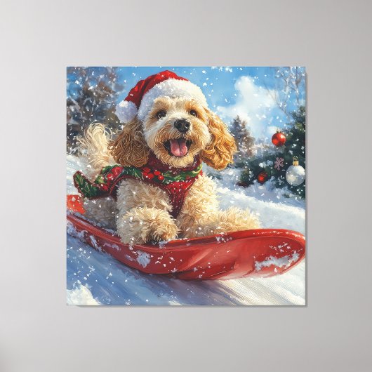 Toile Cocker Spaniel Chien dans Sledge Let it neige Noël (Recto)