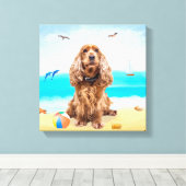 Toile Cocker Spaniel Chien sur la plage (Insitu (Plancher de Bois))