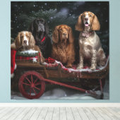 Toile Cocker Spaniel Enneigé Traîneau Décor Noël (Insitu (Plancher de Bois))