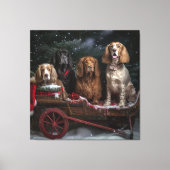 Toile Cocker Spaniel Snowy Sleigh Décor de Noël (Recto)