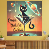 Toile Cocktails de chat noir cosmique futuriste atomique (Insitu(Salon))