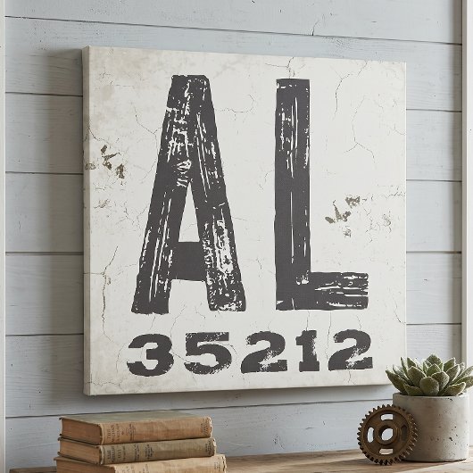 Toile Code Postal de l'État Rustique de Ferme Alabama