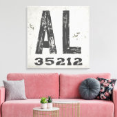 Toile Code Postal de l'État Rustique de Ferme Alabama (Insitu(Salon))