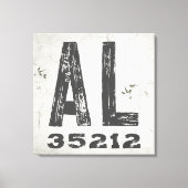 Toile Code Postal de l'État Rustique de Ferme Alabama (Recto)