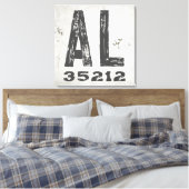 Toile Code Postal de l'État Rustique de Ferme Alabama (Insitu(Chambre))