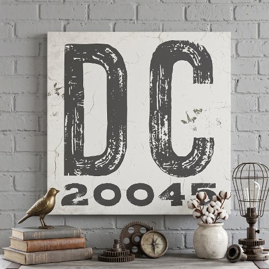 Toile Code Postal de l'État Rustique de Ferme DC